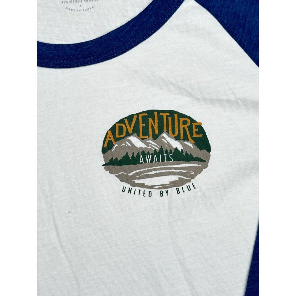 United By Blue Adventure Awaits Graphic Tee White Blue‎ Organic Cotton - Picture 3 of 5